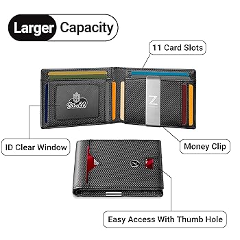 Amazon.com: Zitahli Slim Wallet for Men with Money Clip